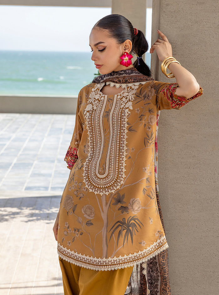 Zainab Chottani | Tahra Lawn 25 | Rahma Custom Size Mustard Brown Lawn