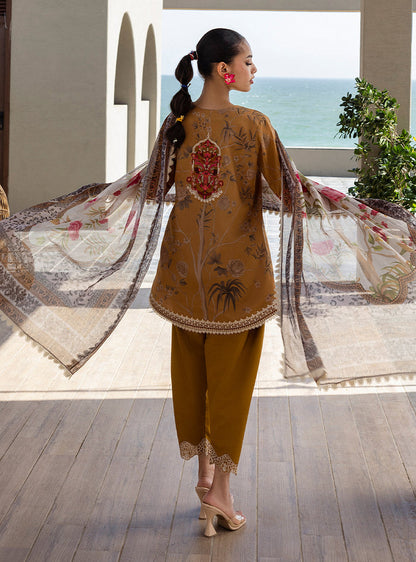 Zainab Chottani | Tahra Lawn 25 | Rahma M Mustard Brown Lawn