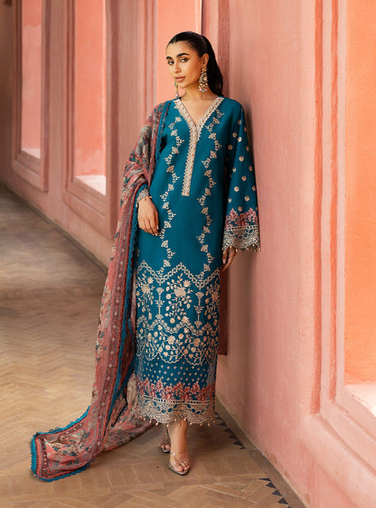 Zainab Chottani | Chikankari 25 | Izrah - 2A XS Teal Chikankari