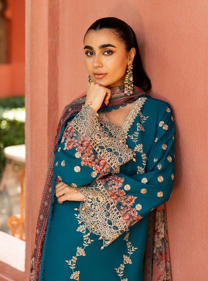Zainab Chottani | Chikankari 25 | Izrah - 2A M Teal Chikankari