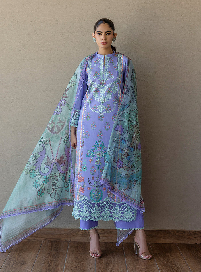 Zainab Chottani | Tahra Lawn 25 | Lina S Light Lavender Lawn