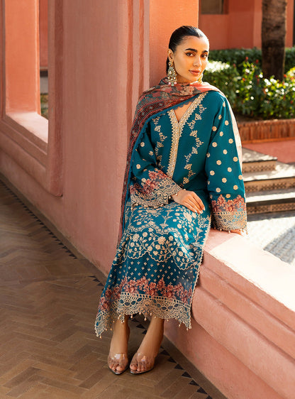 Zainab Chottani | Chikankari 25 | Izrah - 2A XL Teal Chikankari