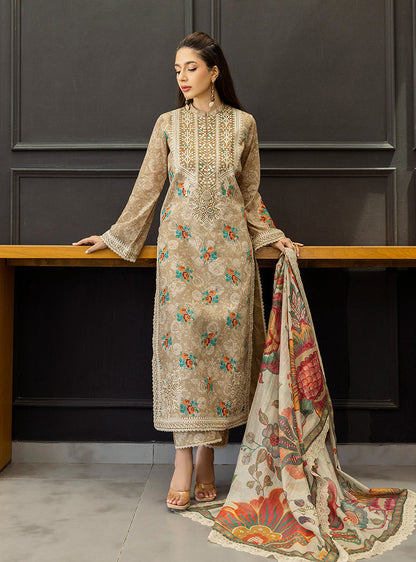 Zainab Chottani | Tahra Lawn 25 | Aymah L Desert Sand Lawn
