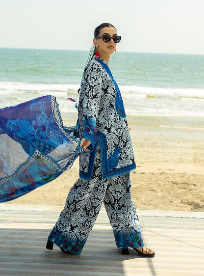 Zainab Chottani | Tahra Lawn 25 | Bella Custom Size Blue Lawn
