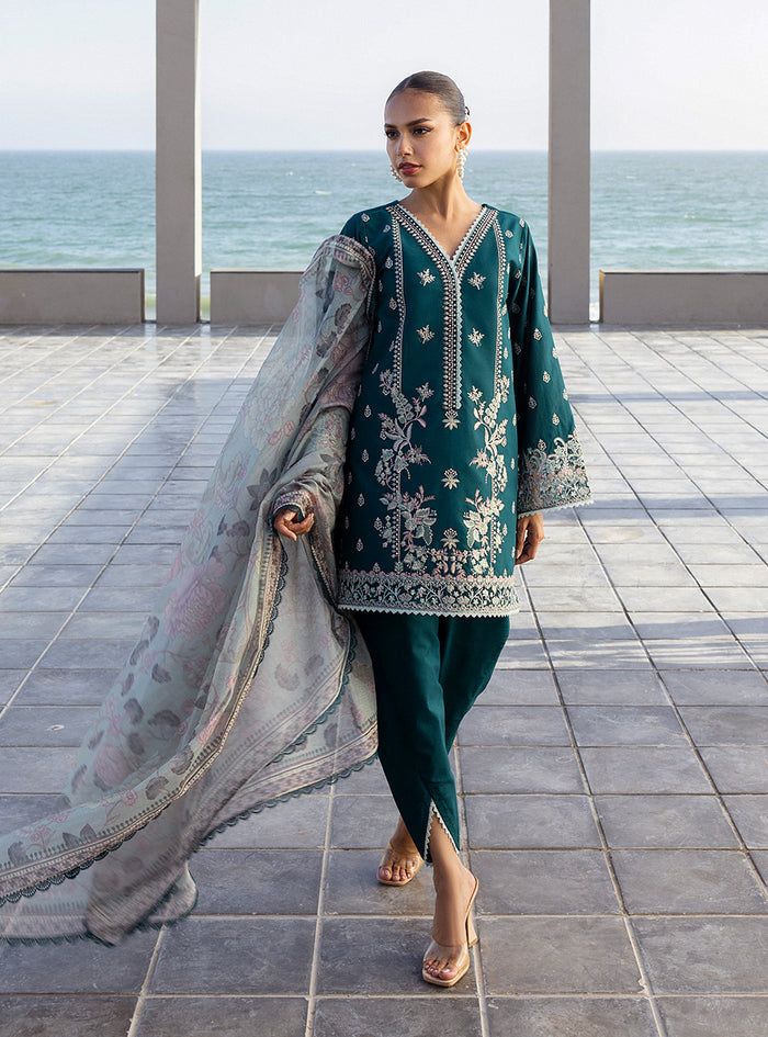Zainab Chottani | Tahra Lawn 25 | Mina Custom Size Teal Green Lawn