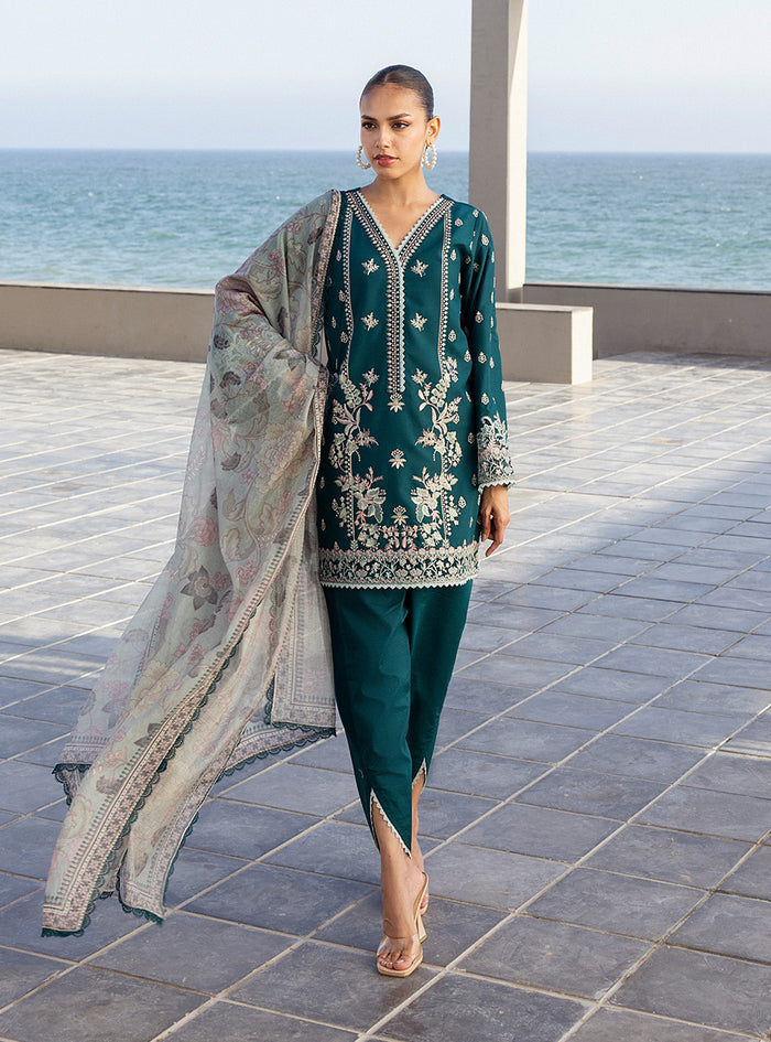 Zainab Chottani | Tahra Lawn 25 | Mina XS Teal Green Lawn