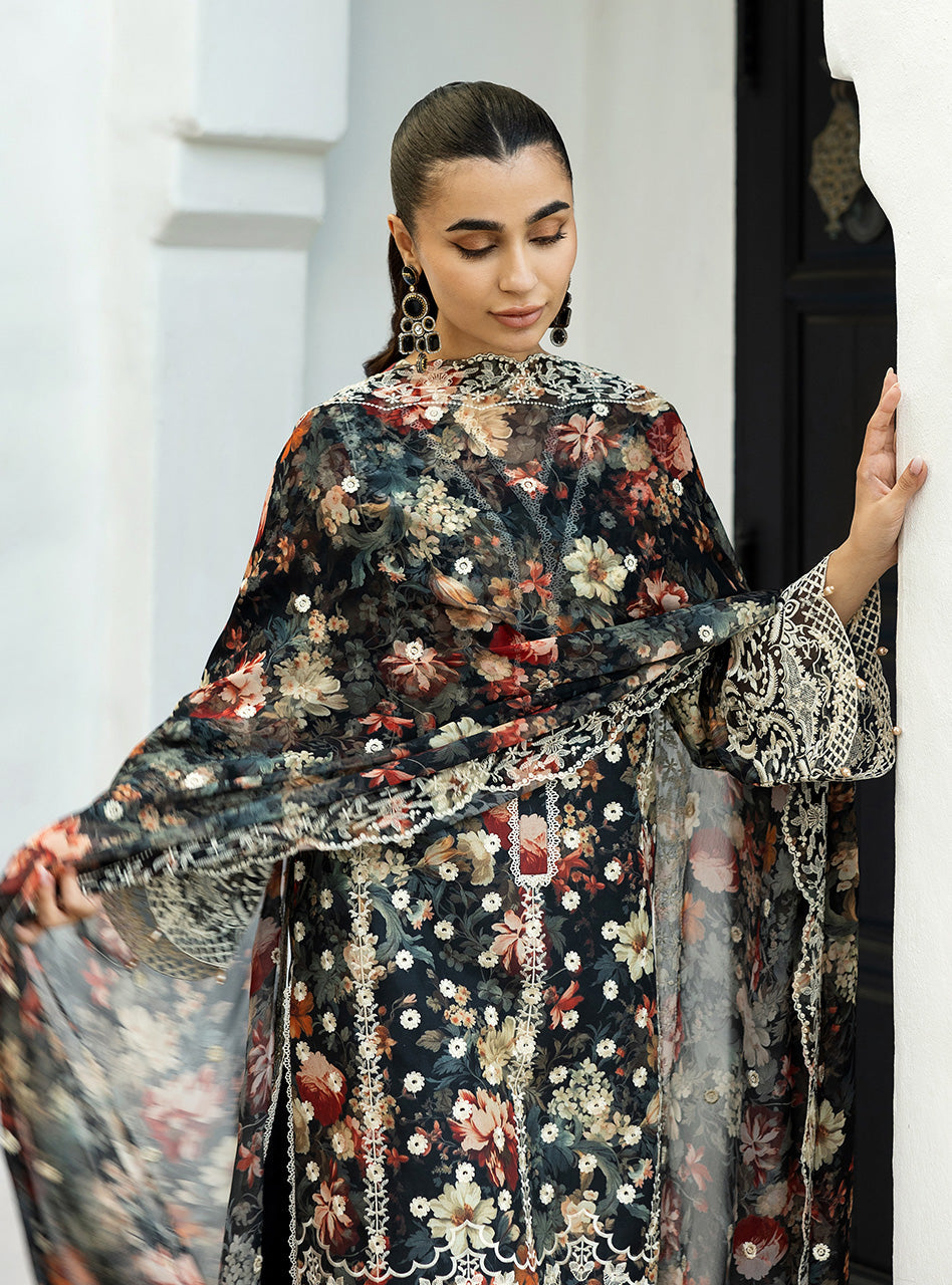 Zainab Chottani | Chikankari 25 | Reeya - 10A L Black Chikankari