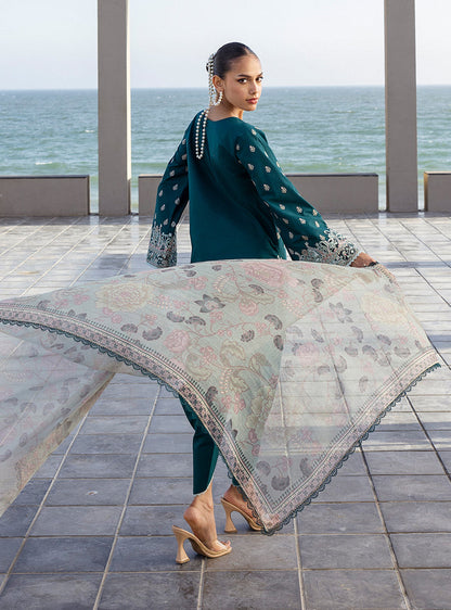 Zainab Chottani | Tahra Lawn 25 | Mina L Teal Green Lawn