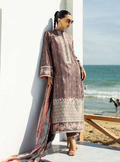 Zainab Chottani | Tahra Lawn 25 | Samayra S Chocolate Brown Lawn
