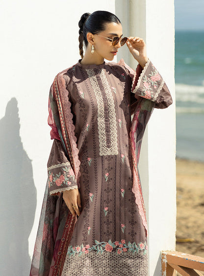 Zainab Chottani | Tahra Lawn 25 | Samayra L Chocolate Brown Lawn