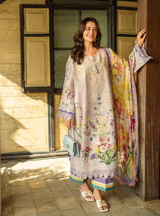Roheenaz | Ethereal Bloom Lawn 25 | Liora XS Lavender Pinocchio Printed lawn