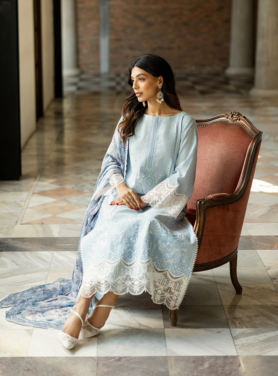 Zainab Chottani | Chikankari 25 | Liyah - 7B XL Light Blue Chikankari