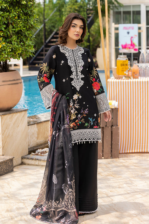 Saad Shaikh | Lawn 25 | Black - Zestel XS Black Lawn