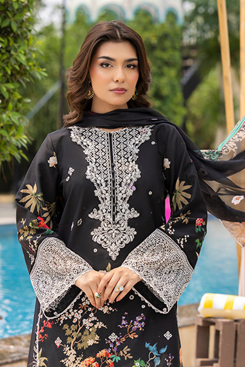 Saad Shaikh | Lawn 25 | Black - Zestel M Black Lawn