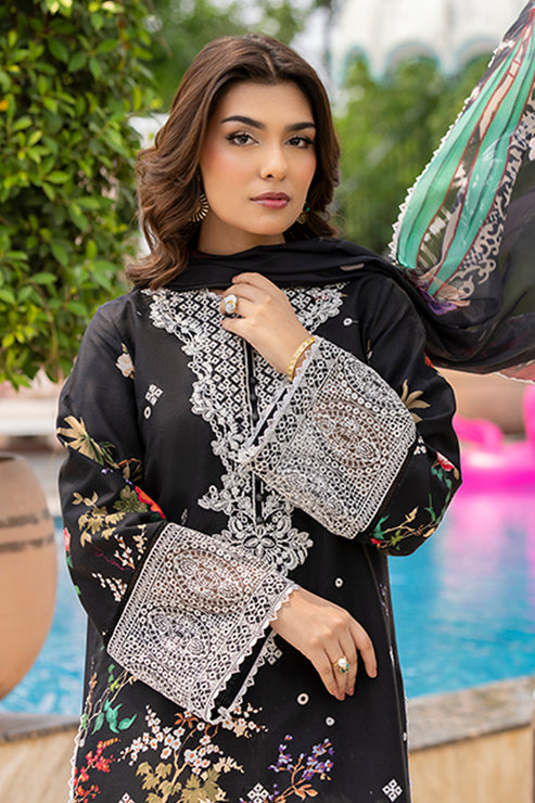Saad Shaikh | Lawn 25 | Black - Zestel L Black Lawn