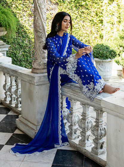 Zainab Chottani | Ramadan Edit 25 | Cobalt Dreamscape XL Cobalt Blue Pure Chiffon