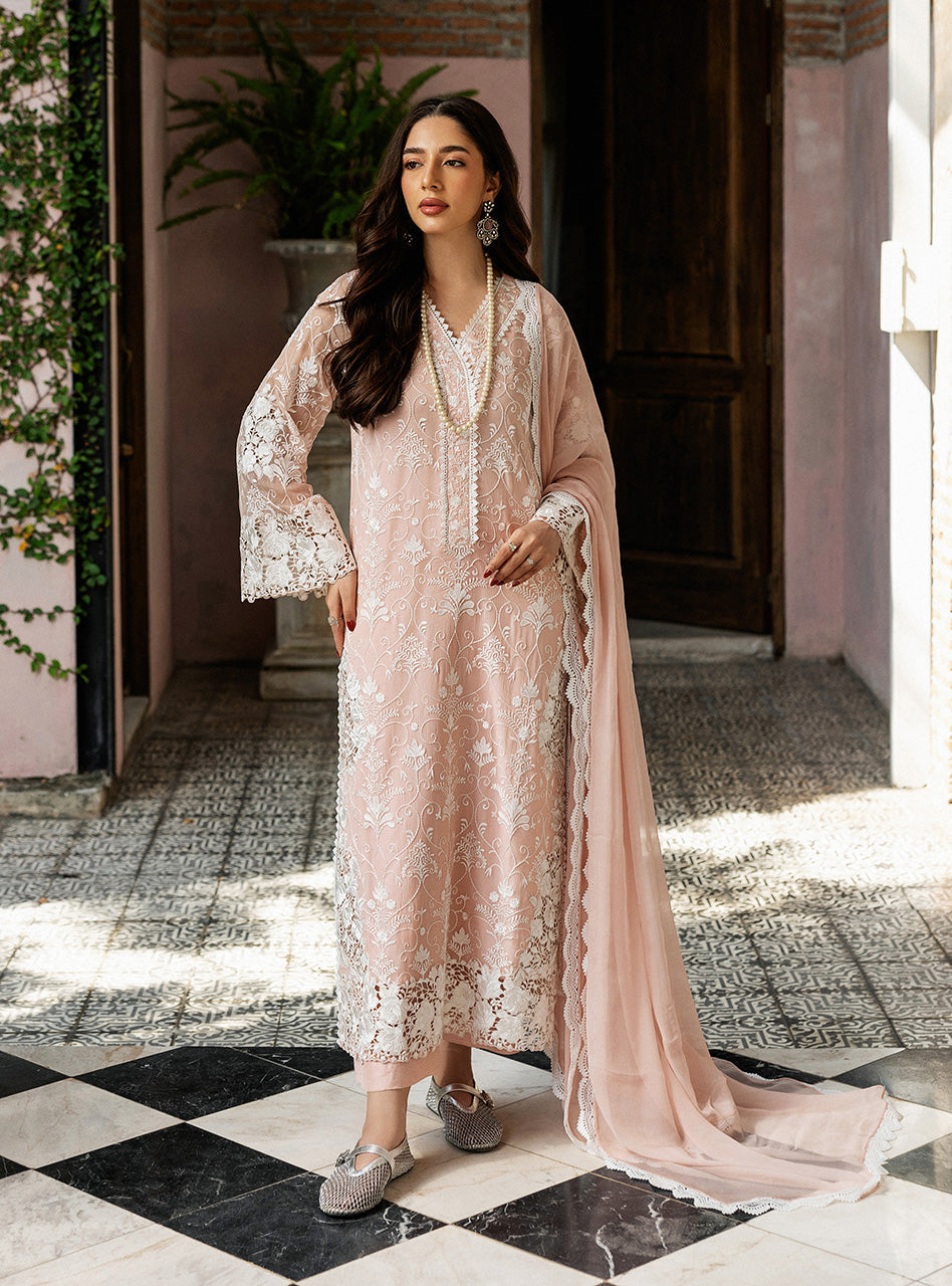 Zainab Chottani | Ramadan Edit 25 | Salmon Pink Celeste XS Pale Peach Pure Chiffon