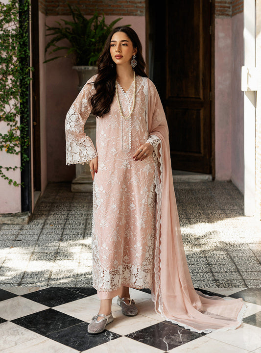 Zainab Chottani | Ramadan Edit 25 | Salmon Pink Celeste XS Pale Peach Pure Chiffon