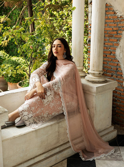 Zainab Chottani | Ramadan Edit 25 | Salmon Pink Celeste XL Pale Peach Pure Chiffon