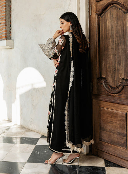 Zainab Chottani | Ramadan Edit 25 | Black Rose Waltz S Black Pure Chiffon