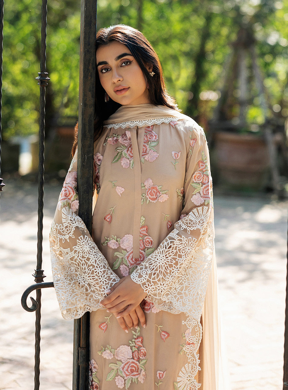 Zainab Chottani | Ramadan Edit 25 | Desert Floral M Beige Pure Chiffon