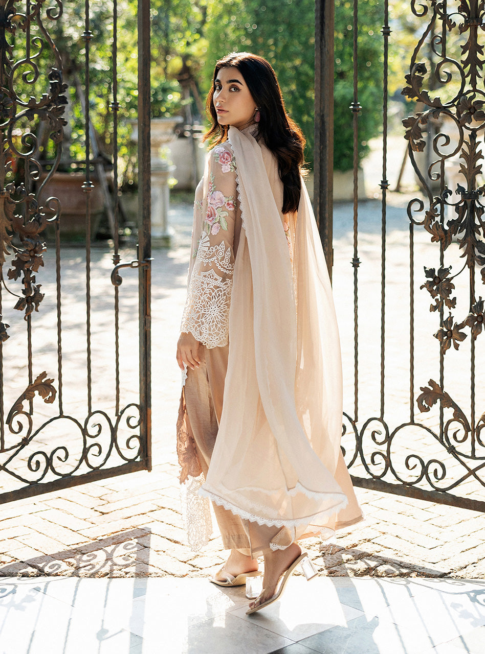 Zainab Chottani | Ramadan Edit 25 | Desert Floral S Beige Pure Chiffon