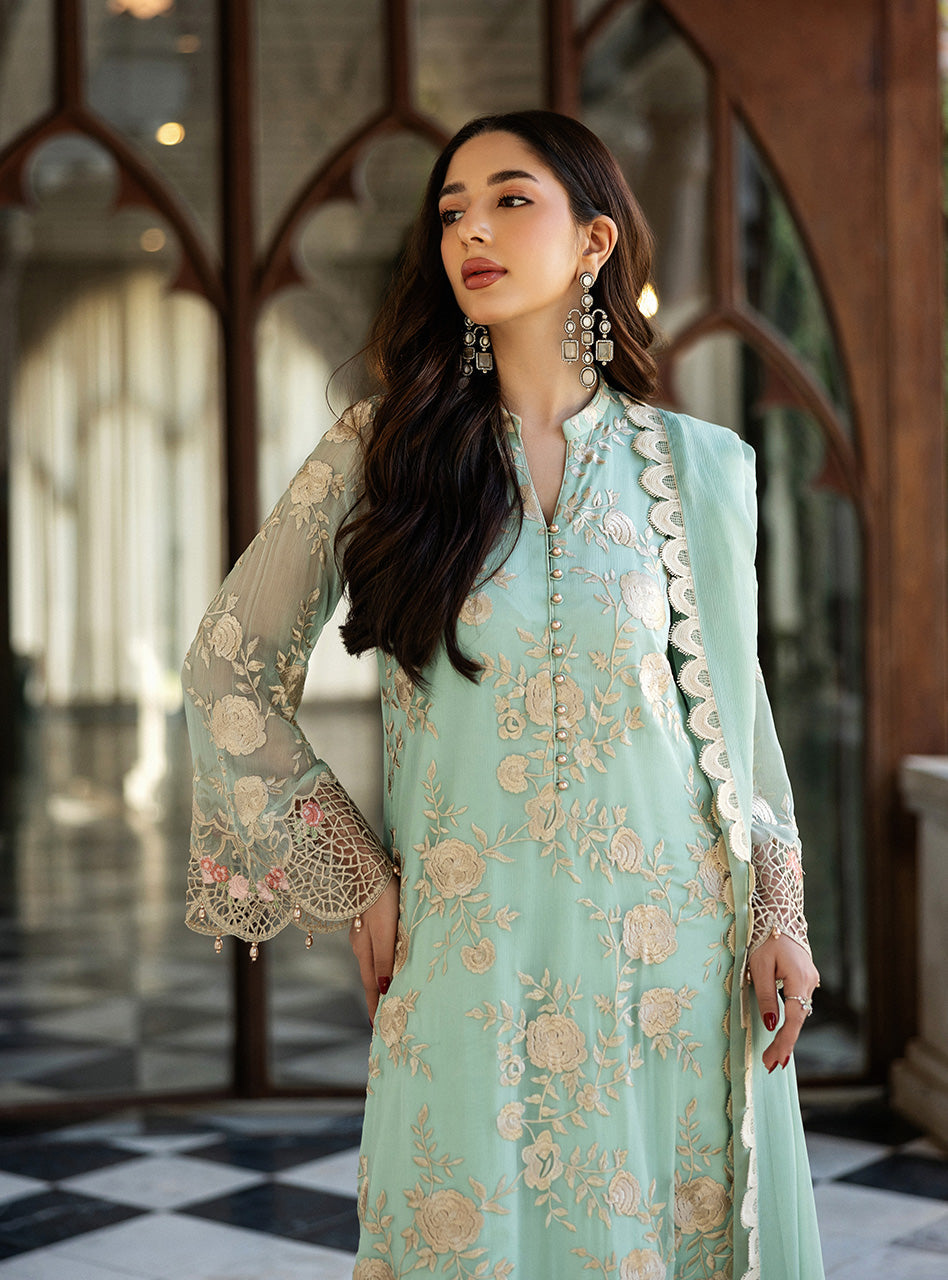 Zainab Chottani | Ramadan Edit 25 | Seafoam Serenity M Mint Green Pure Chiffon