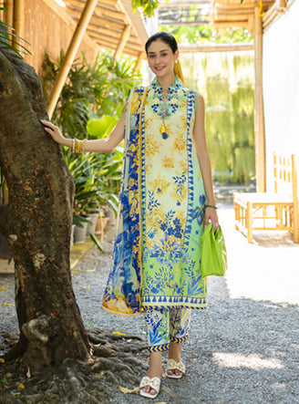 Roheenaz | Ethereal Bloom Lawn 25 | Celora XS Mint Printed lawn