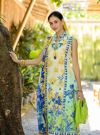 Roheenaz | Ethereal Bloom Lawn 25 | Celora XL Mint Printed lawn