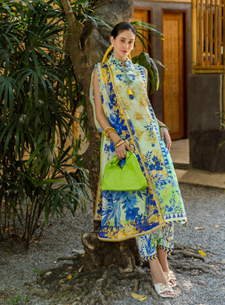 Roheenaz | Ethereal Bloom Lawn 25 | Celora M Mint Printed lawn