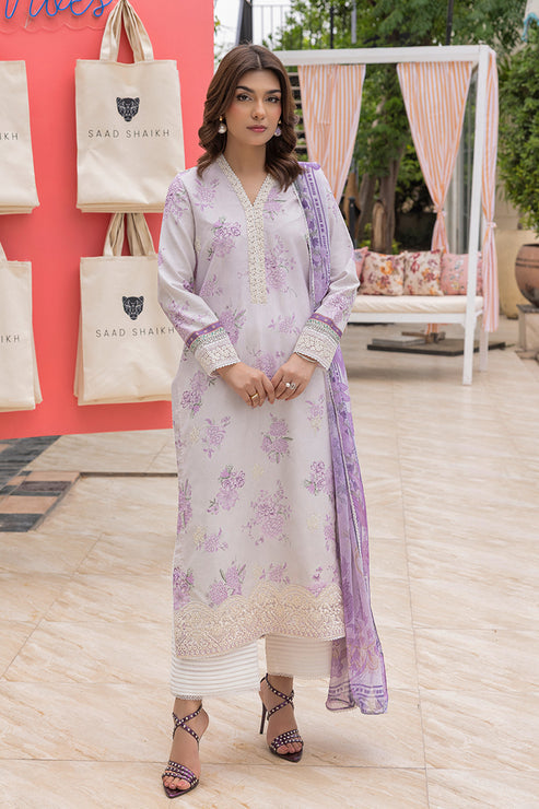 Saad Shaikh | Lawn 25 | Lilac Haze XS Soft Lilac Lawn