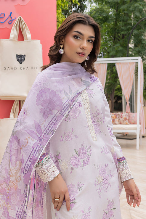 Saad Shaikh | Lawn 25 | Lilac Haze L Soft Lilac Lawn