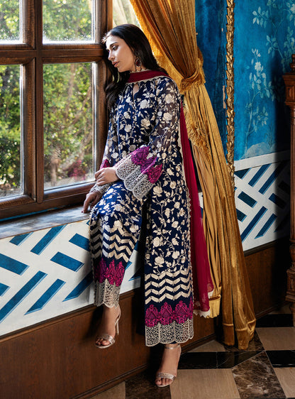 Zainab Chottani | Ramadan Edit 25 | Midnight Muse XL Midnight Blue Pure Chiffon