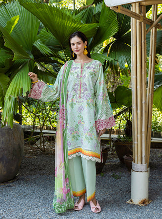 Roheenaz | Ethereal Bloom Lawn 25 | Ivara XS Pastel Mint Printed lawn
