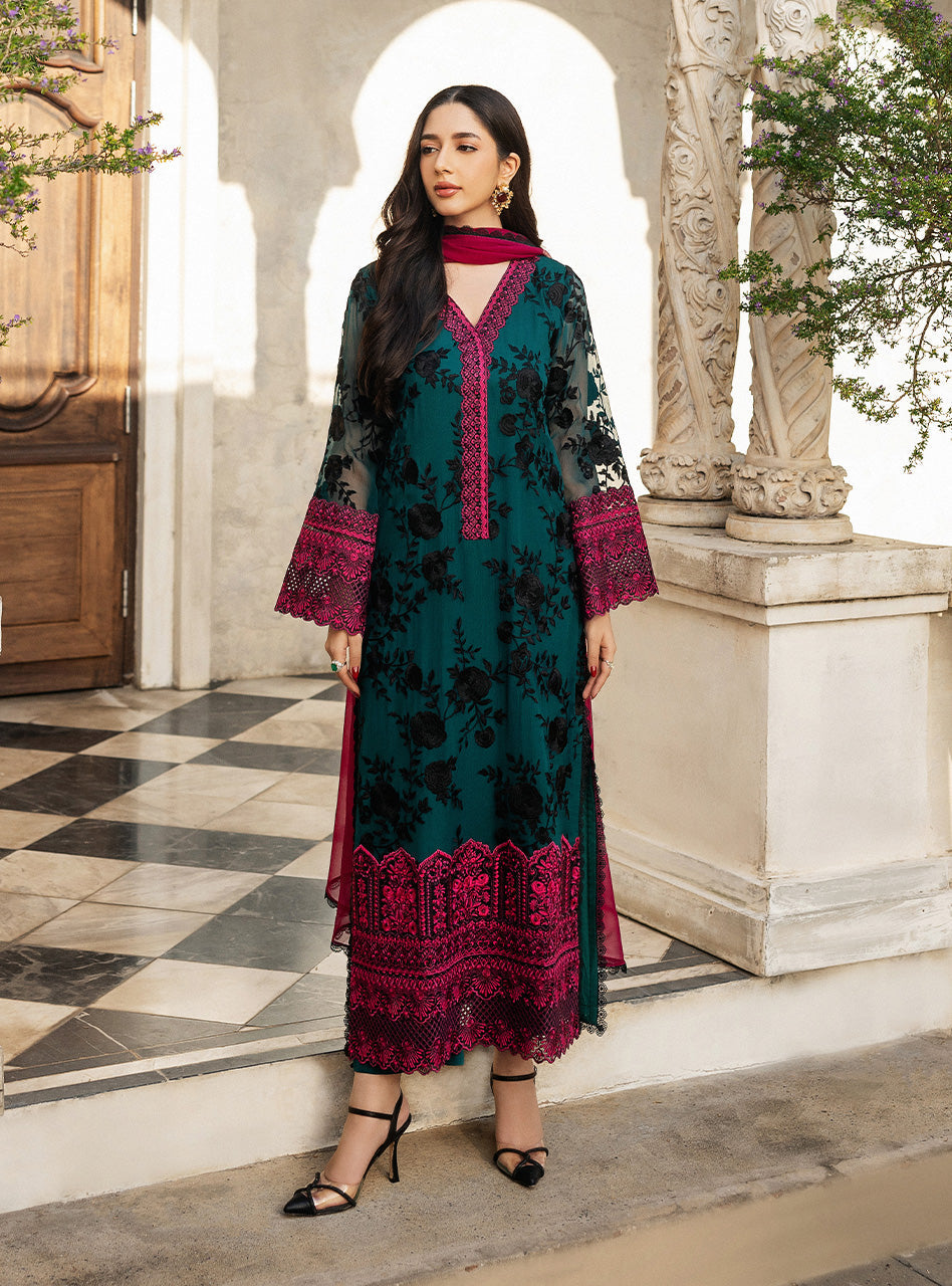 Zainab Chottani | Ramadan Edit 25 | Emerald Twilight XS Emerald Green Pure Chiffon