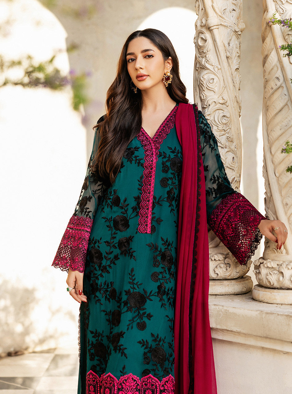 Zainab Chottani | Ramadan Edit 25 | Emerald Twilight L Emerald Green Pure Chiffon