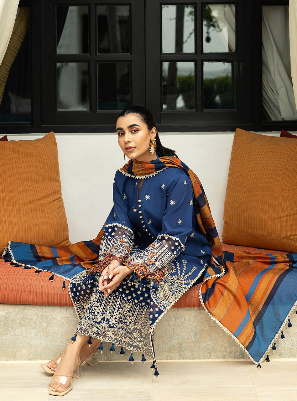 Zainab Chottani | Chikankari 25 | Elma - 3B XL Royal Blue Chikankari