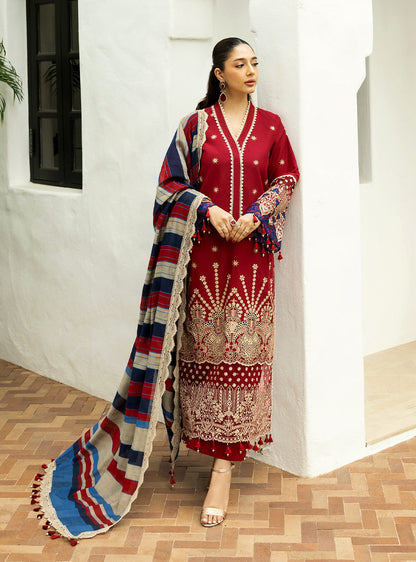 Zainab Chottani | Chikankari 25 | Elma - 3A XS Red Chikankari