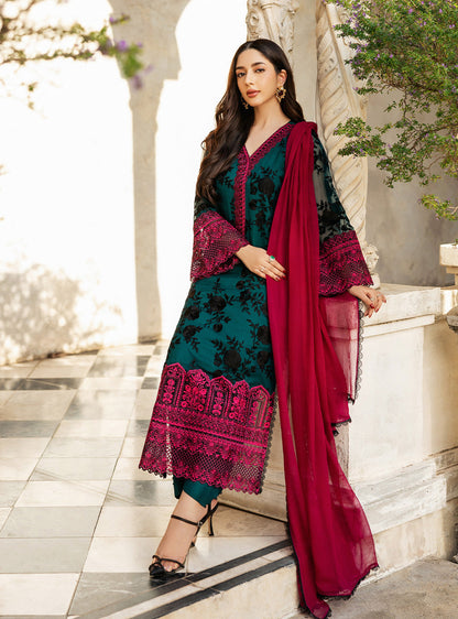 Zainab Chottani | Ramadan Edit 25 | Emerald Twilight XL Emerald Green Pure Chiffon