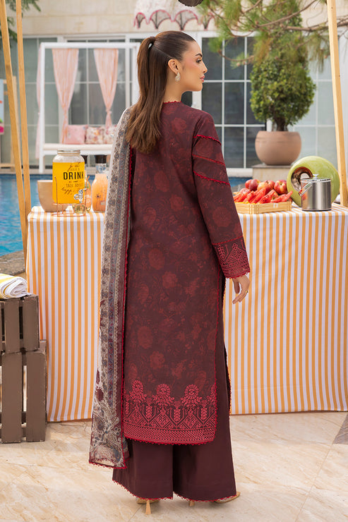 Saad Shaikh | Lawn 25 | Mehroon - Twilight Flora S Dark Maroon Lawn