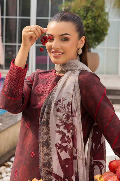 Saad Shaikh | Lawn 25 | Mehroon - Twilight Flora L Dark Maroon Lawn