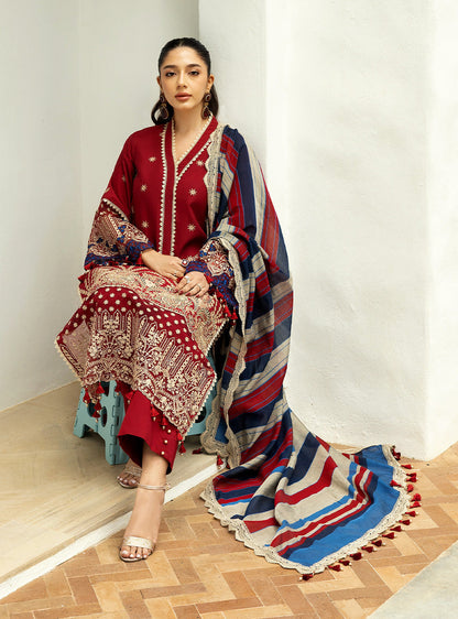 Zainab Chottani | Chikankari 25 | Elma - 3A XL Red Chikankari