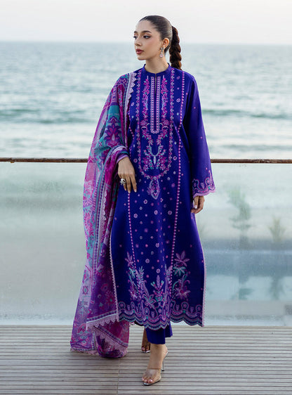 Zainab Chottani | Tahra Lawn 25 | Alayah S Cobalt Blue Lawn