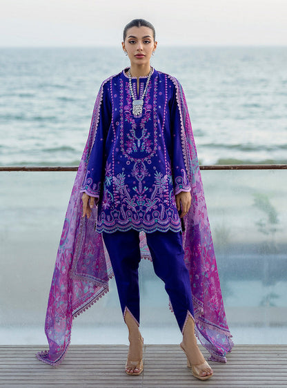 Zainab Chottani | Tahra Lawn 25 | Alayah XS Cobalt Blue Lawn