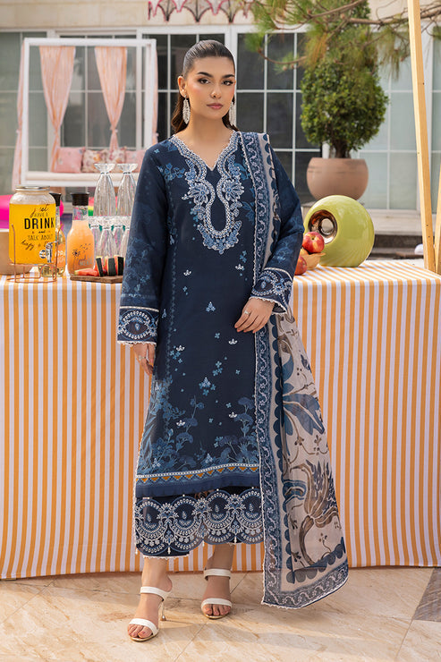 Saad Shaikh | Lawn 25 | Navy Blue - Blue Mirage XS Navy Blue Lawn