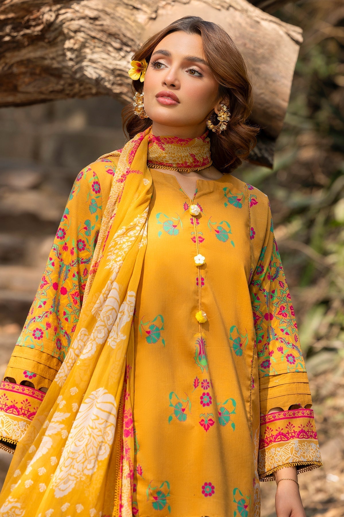 Charizma | C prints Lawn | CP5-13 XL Mustard Yellow Lawn