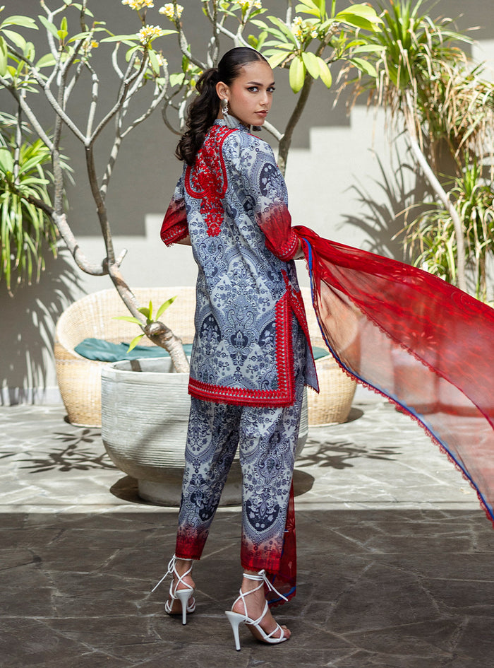 Zainab Chottani | Tahra Lawn 25 | Syra Custom Size Blue Gray Lawn