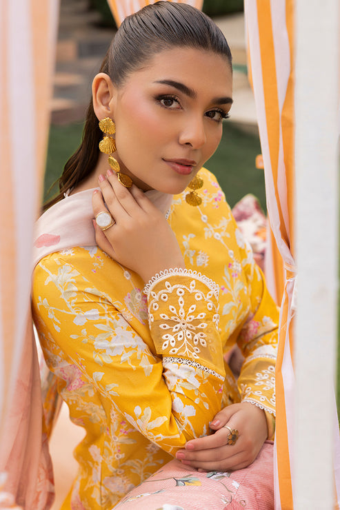 Saad Shaikh | Lawn 25 | Yellow - Amber Bloom M Mustard Yellow Lawn