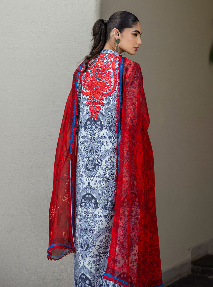 Zainab Chottani | Tahra Lawn 25 | Syra M Blue Gray Lawn