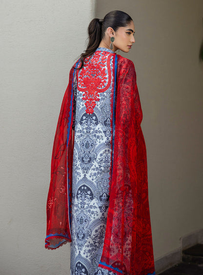 Zainab Chottani | Tahra Lawn 25 | Syra M Blue Gray Lawn